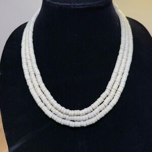Vintage White Ceramic Multi-Strand Necklace